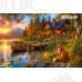 Tło fotograficzne „Leśna chatka nad jeziorem z liskiem” | J_274 Tło fotograficzne „Leśna chatka nad jeziorem z liskiem” | J_274